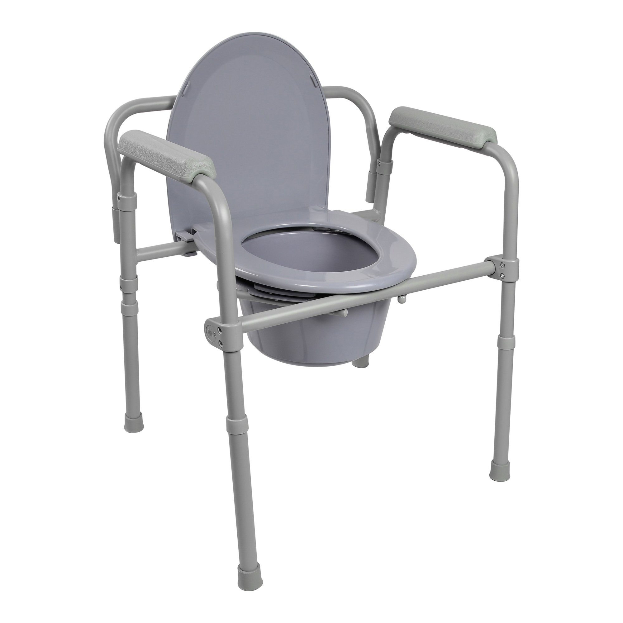 3-in-1 Commode Chair McKesson Fixed Arms Steel Frame Back Bar 13-1/2 Inch Seat Width 350 lbs. Weight Capacity, 146-11148-1