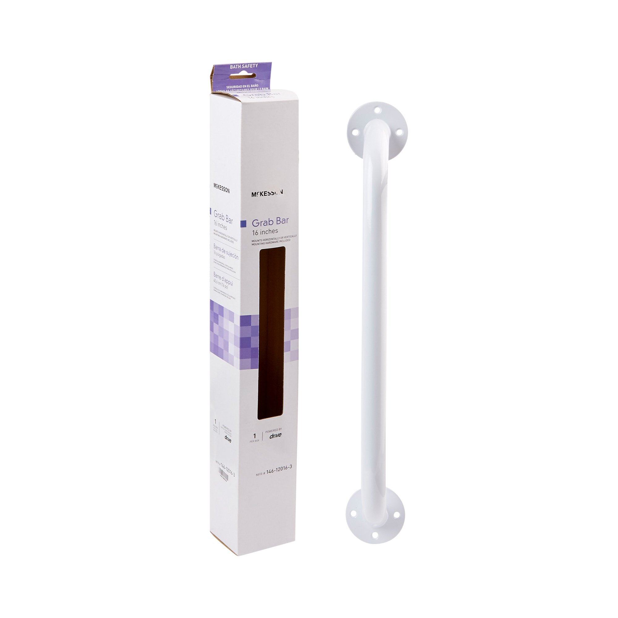 Wall Grab Bar McKesson White Steel, 16 Inch Length