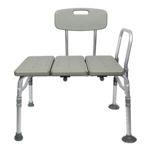 McKesson Knocked Down Bath Transfer Bench Removable Arm Rail 17-1/2 to 22-1/2 Inch Seat Height 400 lbs. Weight Capacity, 1/Each